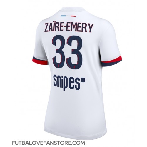 Paris Saint-Germain Warren Zaire-Emery #33 Vonkajší Ženy futbalový dres 2025-26 Krátky Rukáv Paris Saint-Germain Warren Zaire-Emery #33 Vonkajší Ženy futbalový dres 2025-26 Krátky Rukáv